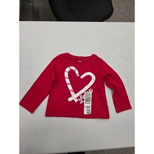 Falls Creek Kids Girls Red Candy Cane Heart Long Sleeve Knit Top 12 Months